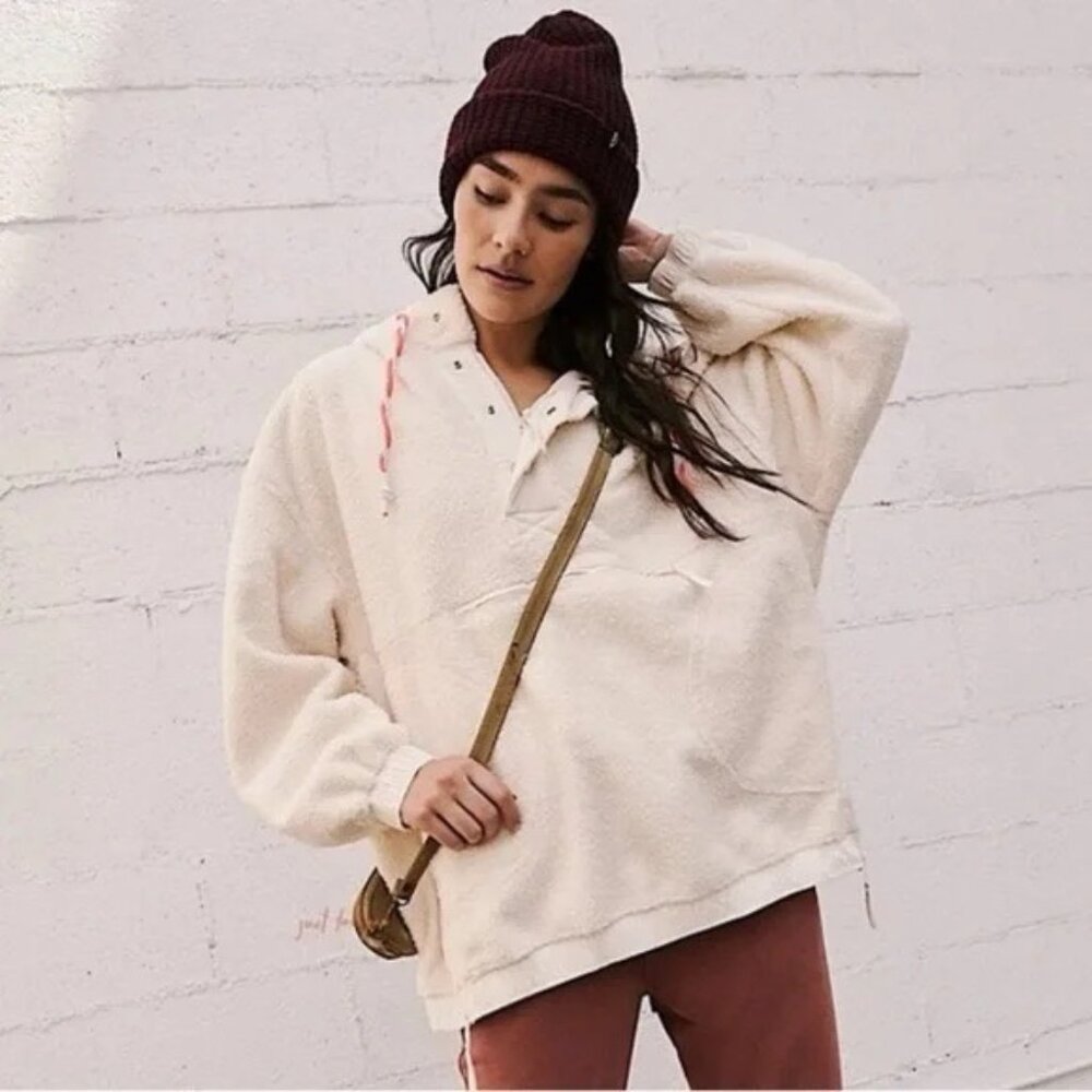 Brand New FP Movement Fuzzy Was She Pullover Fleece S Ivory Cream